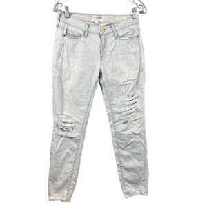 Frame Denim Le Skinny de Jeanne Light Blue Ultra Distressed Jeans Size 28